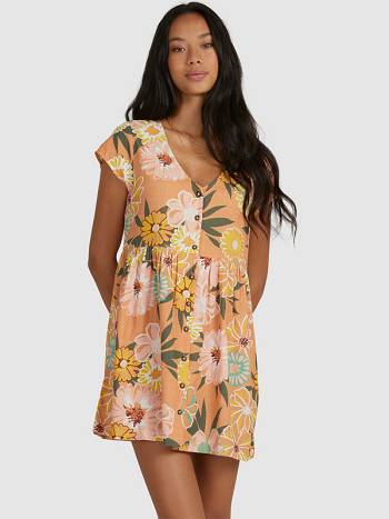 Women's Roxy Oh Girl Slub Woven Dress yellow | NZ_LW8648