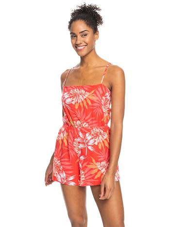 Women's Roxy On Way Love Beach Romper Cover Ups red flower | NZ_LW8841