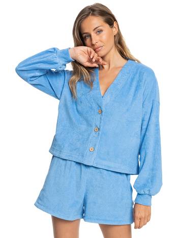 Women's Roxy Organic Button-Front Loungewear Blue | NZ_LW5902