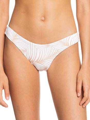 Women's Roxy Palm Tree Dreams High Leg Cheeky Bikini Bottoms White | NZ_LW2026