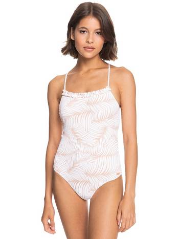 Women's Roxy Palm Tree Dreams One Pieces white flower | NZ_LW5837