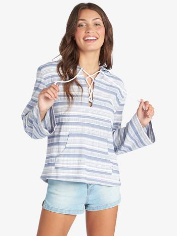 Women's Roxy Paradise Calling Hoodies Blue Stripes | NZ_LW2969