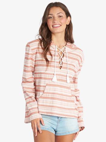 Women's Roxy Paradise Calling Hoodies Pink Stripes | NZ_LW5223