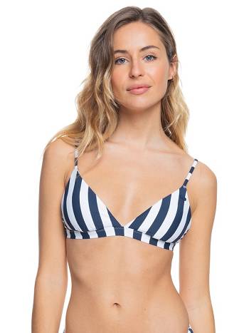 Women's Roxy Parallel Paradiso Reversible Triangle Bikinis Indigo Stripes | NZ_LW5493