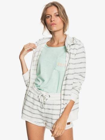 Women's Roxy Perfect Wave Hoodies White Stripes | NZ_LW7291