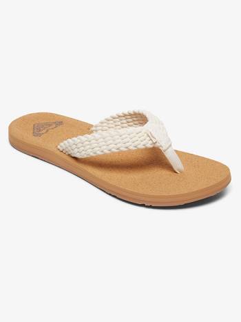 Women's Roxy Porto Braid Flip Flops Beige | NZ_LW9641