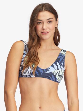 Women's Roxy Printed Beach Classics Bralette Bikini Tops Indigo | NZ_LW3400