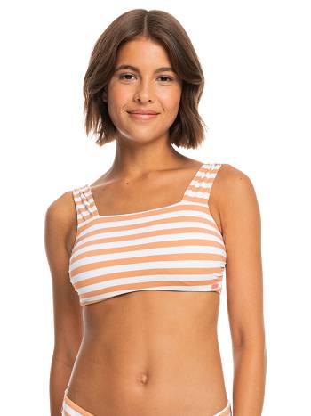 Women's Roxy Printed Beach Classics Bralette Bikinis Brown Stripes | NZ_LW8846