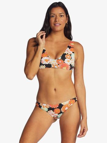 Women's Roxy Printed Beach Classics Cheeky Bikinis Dark Grey flower | NZ_LW4714