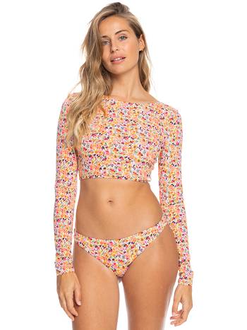 Women's Roxy Printed Beach Classics Cropped Rashguards Rose | NZ_LW5896