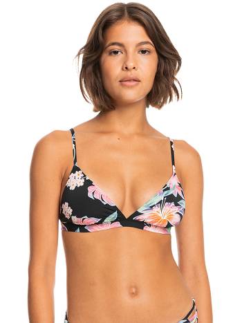 Women's Roxy Printed Beach Classics Fixed Triangle Bikini Tops Dark Grey | NZ_LW1094