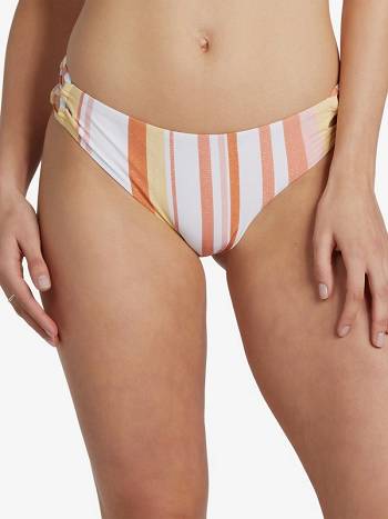 Women's Roxy Printed Beach Classics Full Bikini Bottoms White Stripes | NZ_LW1322