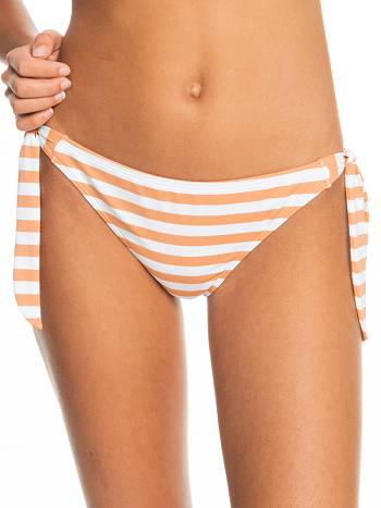 Women's Roxy Printed Beach Classics Tie Side Cheeky Bikini Bottoms Kahki Stripes | NZ_LW1994