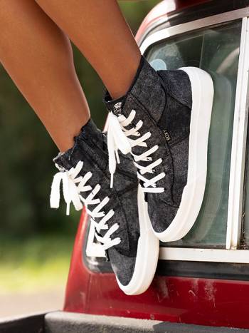 Women's Roxy Rae Mid-Top Lace-Up Sneakers Black | NZ_LW9315