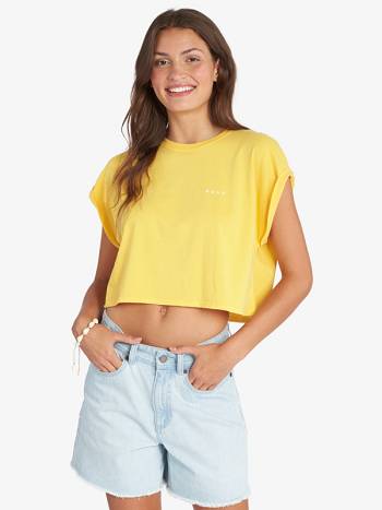 Women's Roxy Retro Sunny Day T-Shirt yellow | NZ_LW8280