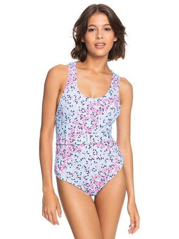 Women's Roxy Rib Love The Sun Ray One Pieces blue Flower | NZ_LW1350