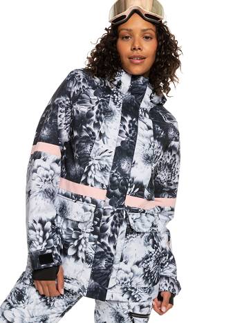 Women's Roxy Ritual Insulated Snow Jackets black flower | NZ_LW2323