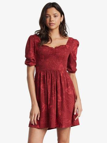 Women's Roxy Rolling Sunsets Dress Red Grey | NZ_LW4130