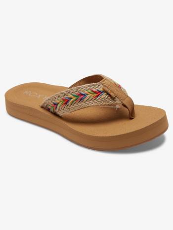 Women's Roxy Rosarito Flip Flops Brown | NZ_LW4652