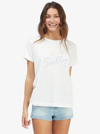 Women's Roxy Salty Script Graphic Boyfriend T-Shirt White | NZ_LW4029