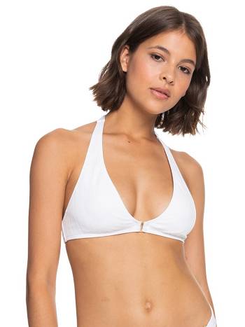 Women's Roxy Shadow In The Sun Halter Bikini Tops White | NZ_LW3344