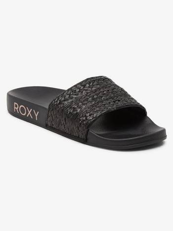 Women's Roxy Slippy Jute Slide Sandals Black | NZ_LW8610