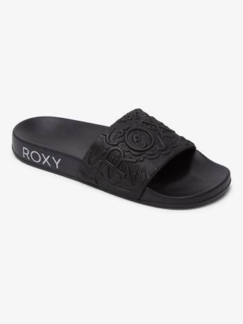 Women's Roxy Slippy Mandala Slide Sandals Black | NZ_LW6124