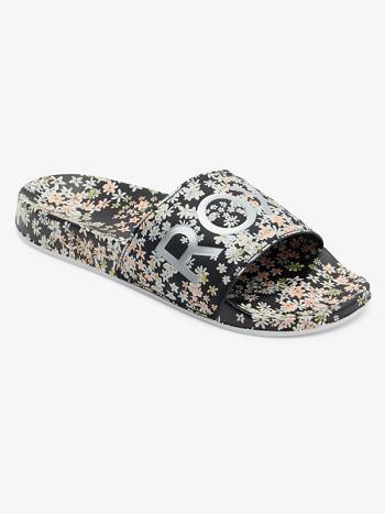 Women's Roxy Slippy Printed Slide Sandals Black | NZ_LW1553