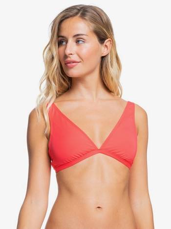 Women's Roxy Solid Beach Classics Elongated Triangle Bikinis Red | NZ_LW4107