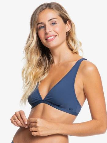 Women's Roxy Solid Beach Classics Elongated Triangle Bikinis Indigo | NZ_LW7408