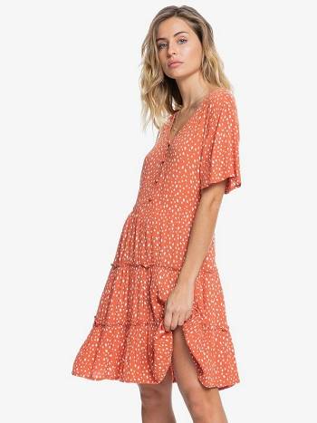 Women's Roxy Summer Of Sun Tiered Dress Brown | NZ_LW8352