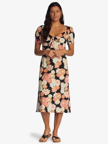 Women's Roxy Summertime Feeling Midi Dress Dark Grey | NZ_LW9710