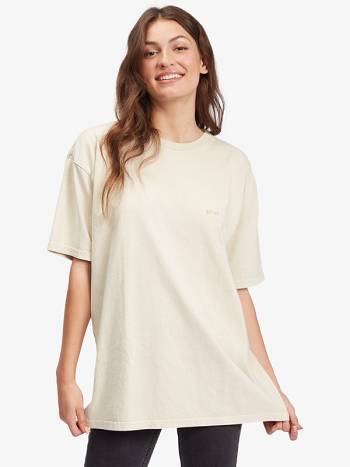 Women's Roxy Sunny Heart Oversized T-Shirt Beige | NZ_LW1562