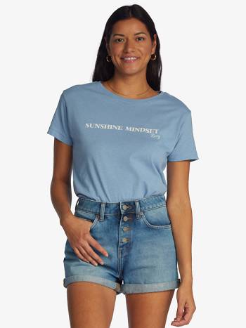 Women's Roxy Sunshine Mindset Boyfriend T-Shirt Blue | NZ_LW7284