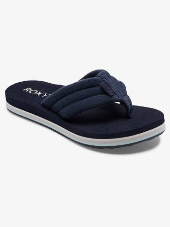 Women's Roxy Surf Check Flip Flops Navy | NZ_LW1155