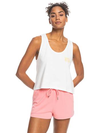 Women's Roxy Surfing Day Crop T-Shirt White | NZ_LW1390