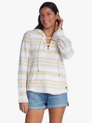 Women's Roxy Surfing Sunshine Hoodies White Stripes | NZ_LW9660