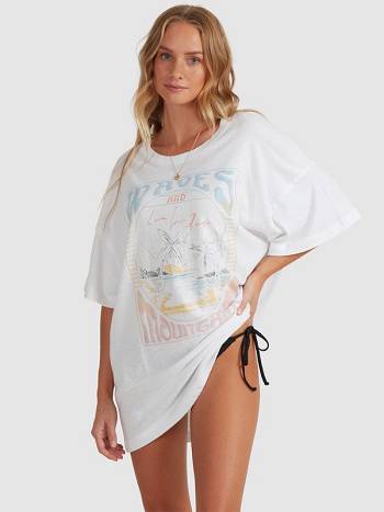 Women's Roxy Sweet Jane Oversized T-Shirt White | NZ_LW8887