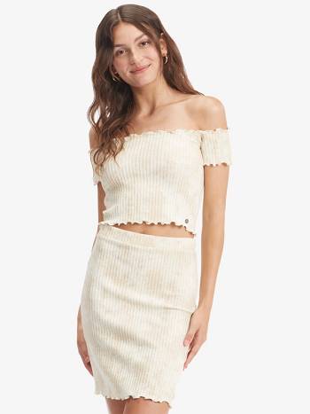 Women's Roxy Venice Babe Rip Knit Top Rompers Beige | NZ_LW9057