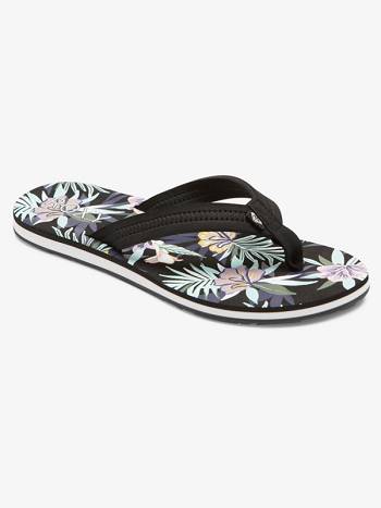 Women's Roxy Vista Loreto Flip Flops Black / Pink | NZ_LW8285