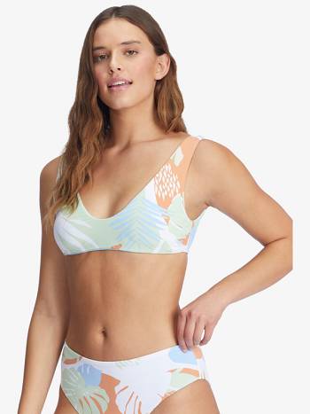 Women's Roxy Wildflowers Reversible Bralette Bikini Tops White | NZ_LW2010