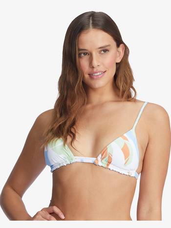 Women's Roxy Wildflowers Reversible Tiki Triangle Bikini Tops White | NZ_LW8123